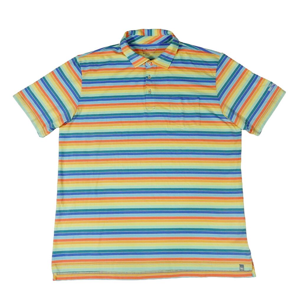 Peter Millar The Broadmoor Pima Performance Colorful Striped Golf Polo Shirt XL
